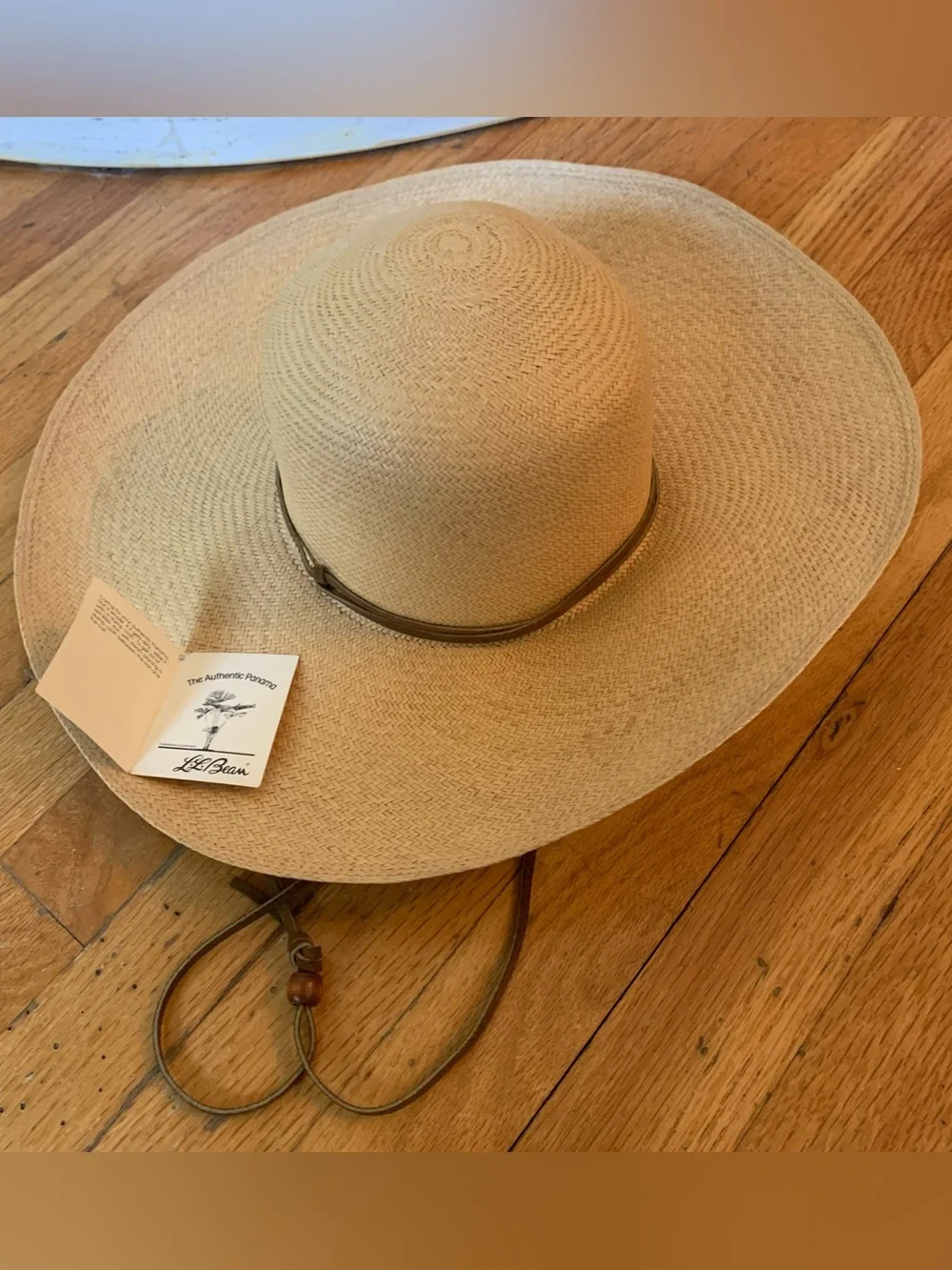 L.L.Bean gaucho sun hat with wide brim and straw texture